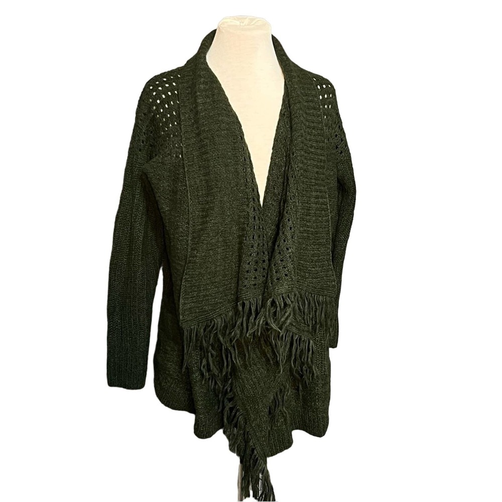 Knox Rose Green Loose Knit Cardigan Size Medium